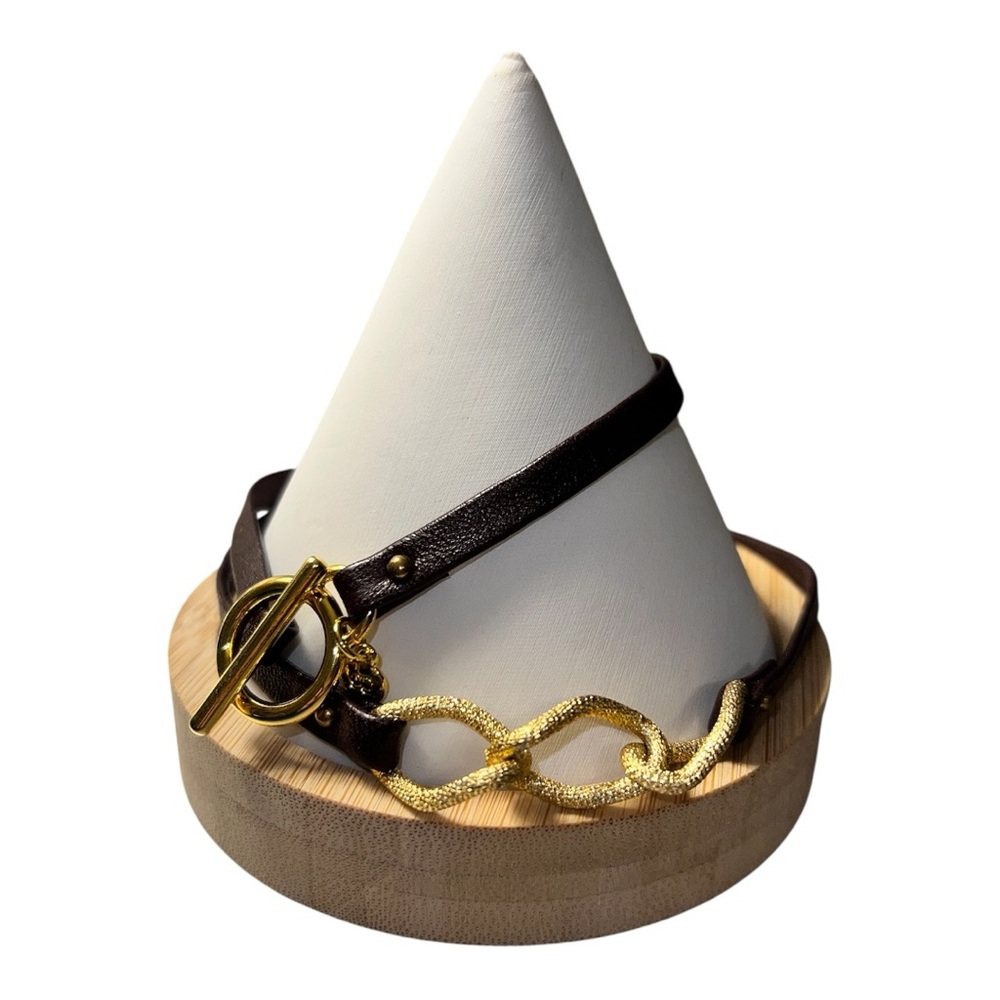 Gorjana Dark Brown Necklace/Bracelet with Gold Chain Detail